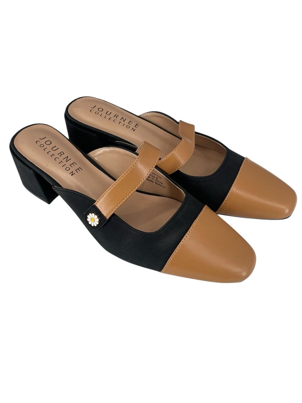 Journee Collection Dalla Vegan Leather Mule Pumps Daisy Button Detail Size 8
